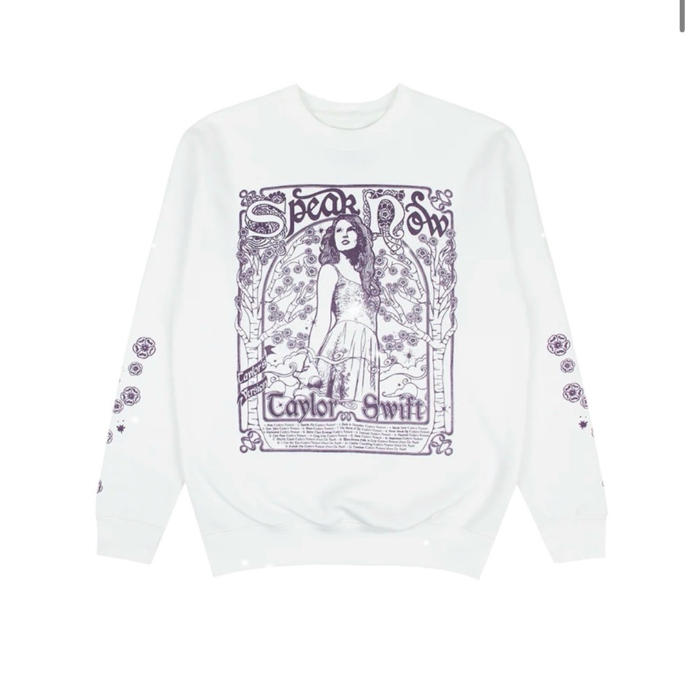 Taylor Swift Official Merch - Speak Now White and Purple Sweatshirt (Large)